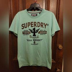 NWOT-Super Dry Brand Tokyo Japan Green Tee Shirt-100% Cotton-Medium